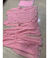 baby pink georgette mirror work sharara suit