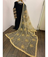 Black rayon partywear salwar suit with heavy dupatta