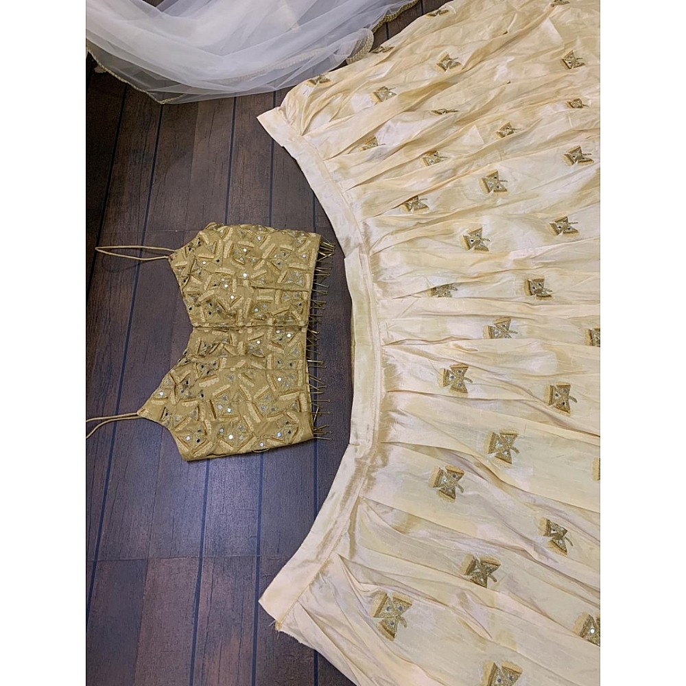 Mulbari silk multi dori worked crop top lehenga