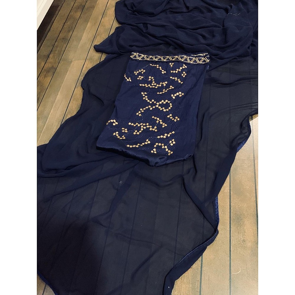 Navy blue georgette stylist designer partywear saree