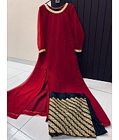 Red georgette stylist long top salwar suit