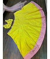 Yellow tapeta silk mirror work festive lehenga choli