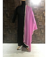 Beautiful black cotton dress with pink pearl work dupatta