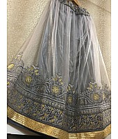 grey net embroidered wedding lehenga
