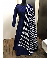 navy blue heavy tapeta silk partywear gown