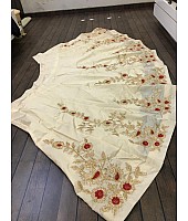 off white tapeta silk stylist embroidered crop top lehenga