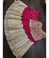 pink banglori satin foil mirror work ceremonial lehenga choli