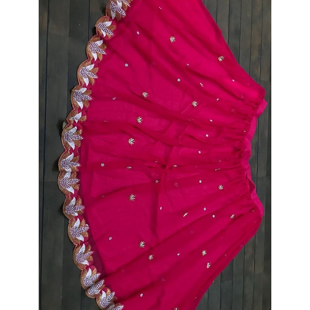 Pink georgette embroidered partywear lehenga