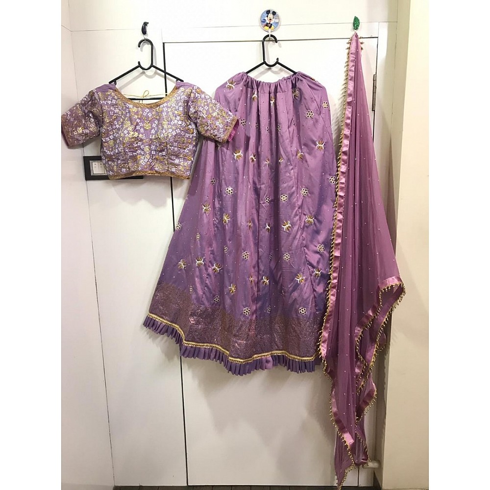 purple tapeta silk embroidered wedding lehenga