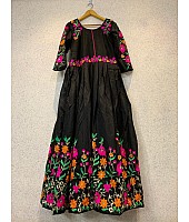 Black banglori multi color embroidered partywear gown