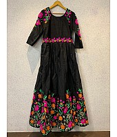 Black banglori multi color embroidered partywear gown