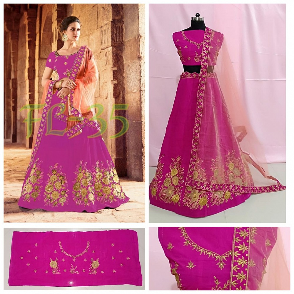 Multicolor velvet heavy embroidered wedding lehenga with can can net