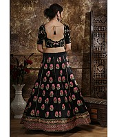 Black phantom silk heavy designer embroidered wedding lehenga choli