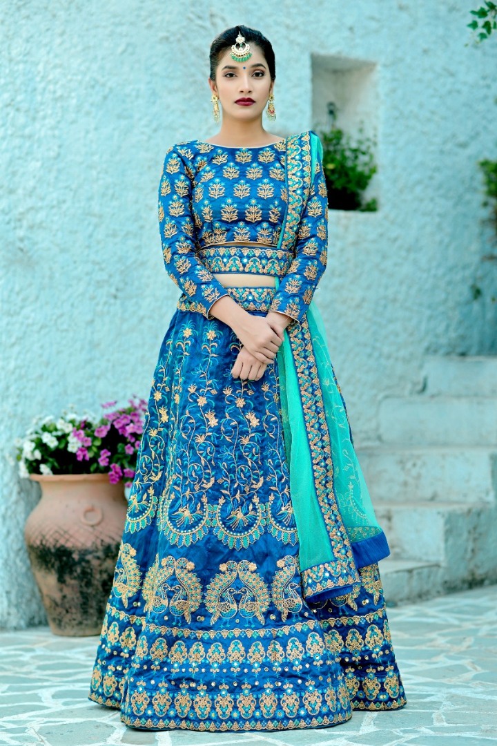 New Collection Blue Lehenga Choli For Women at Rs.999/Piece in lakhimpur  offer by shri bankey bihari online shopping site