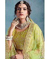 Green art silk heavy embroidered wedding lehenga choli