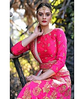 Rani pink silk designer embroidered heavy bridal lehenga choli