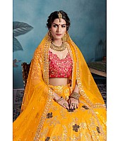 Yellow art silk designer wedding lehenga choli