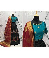 Black thai silk embroidered navratri festival wear lehenga choli