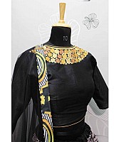 black thai silk multi color digital printed navratri festival wear lehenga choli
