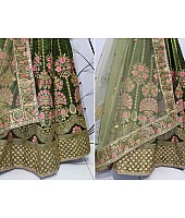 green thai silk designer heavy embroidered bridal lehenga