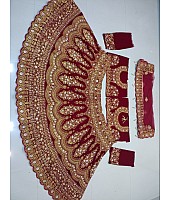 Heavy embroidered maroon wedding bridal lehenga