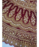 Heavy embroidered maroon wedding bridal lehenga