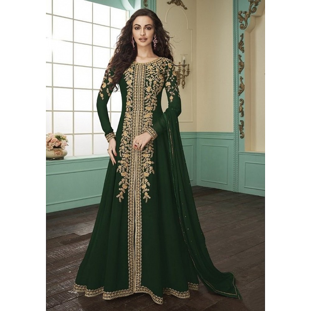 Green georgette codding embroidery wedding long salwar suit