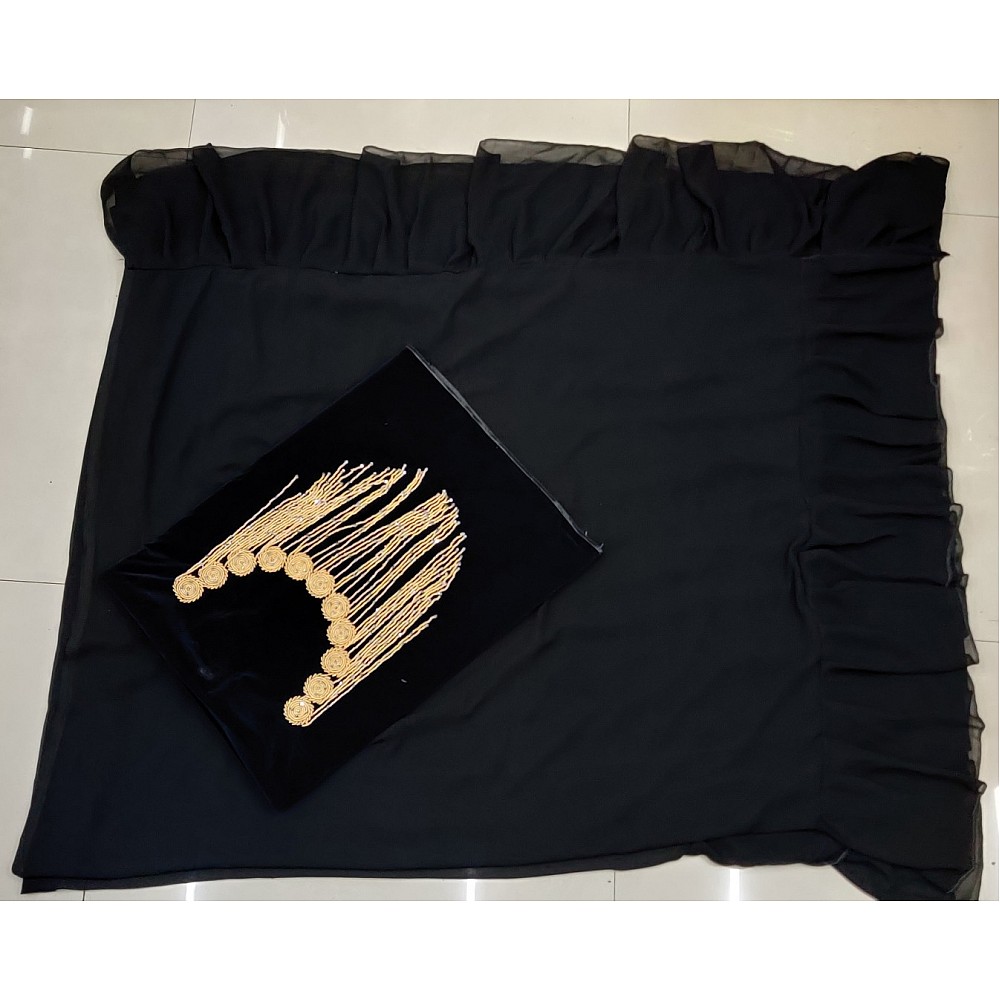 Black georgette designer ruffle saree with handwork blouse