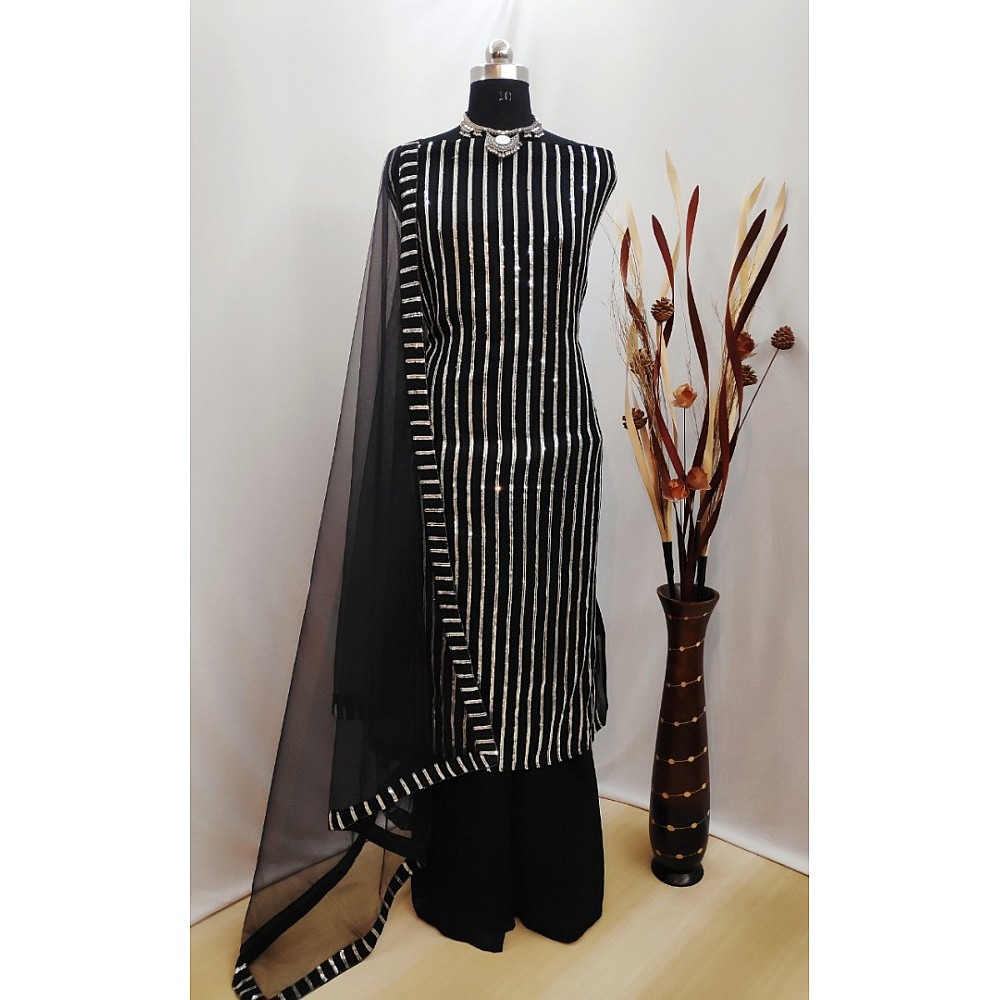 Black georgette sequence work plazzo salwar suit