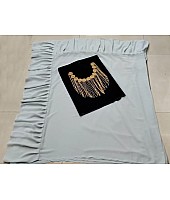 Grey georgette designer ruffle saree with handwork blouse