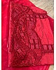 Red georgette embroidery worked stylist partywear ruffle saree 