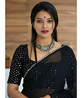 Black georgette traditional lace partywear saree