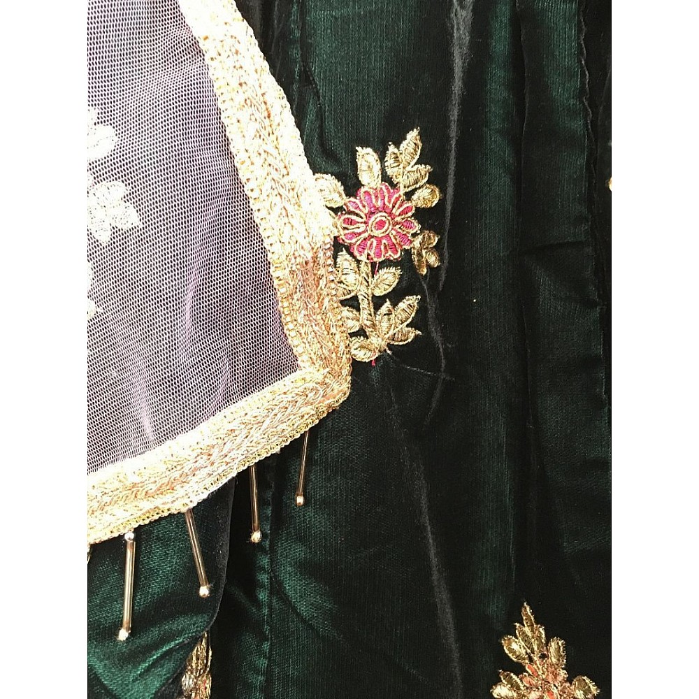 Black velvet heavy embroidered designer wedding lehenga choli