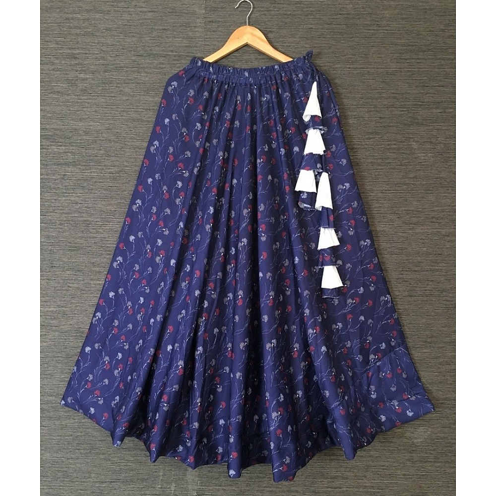 Blue heavy rayon digital printed skirt
