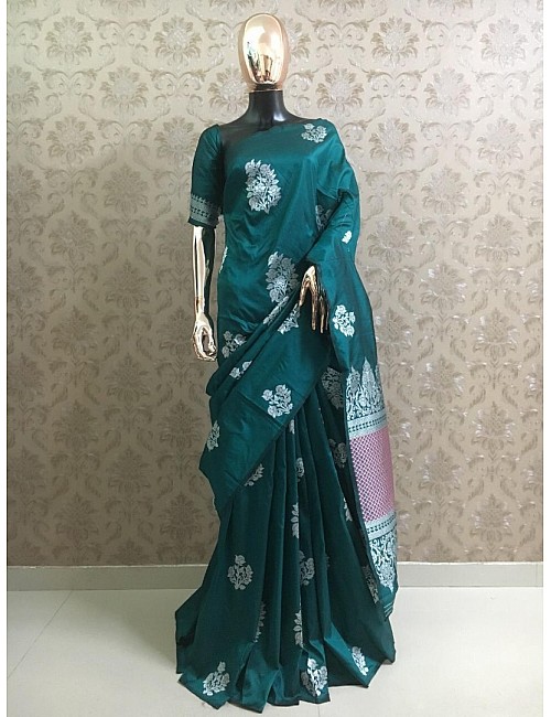 Green heavy weaving pallu silk saree