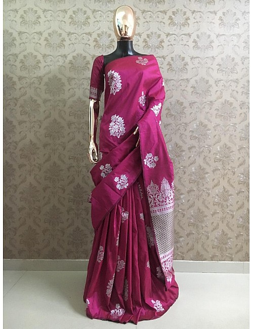 Pink heavy weaving pallu silk saree