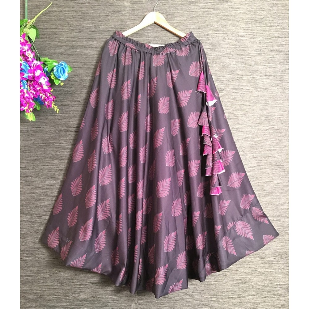 Purple heavy rayon digital printed skirt