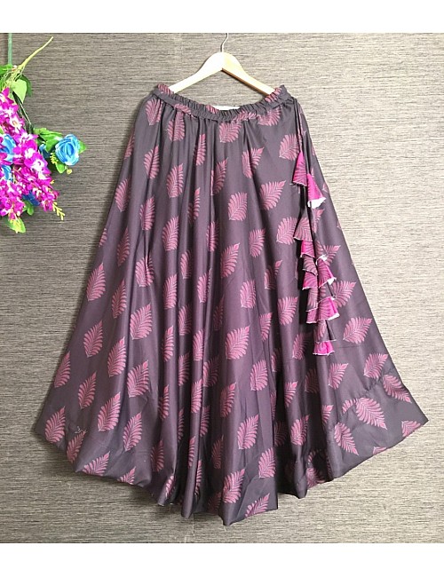 Purple heavy rayon digital printed skirt