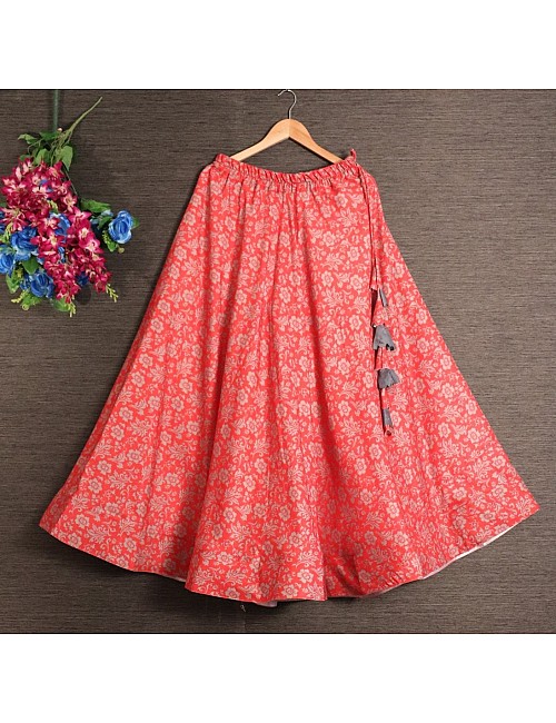 Red heavy rayon digital printed skirt
