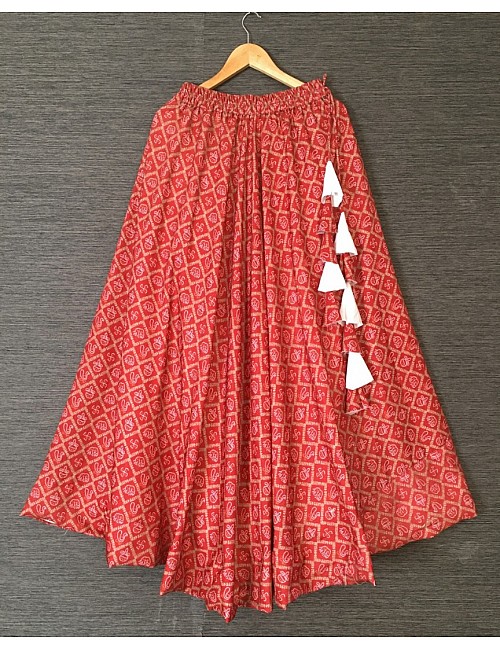 Red heavy rayon digital printed skirt