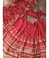 Red vaishali silk digital printed lehenga choli
