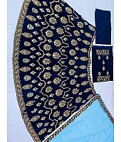 Blue velvet embroidered wedding lehenga choli