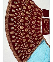 Maroon velvet embroidered wedding lehenga choli