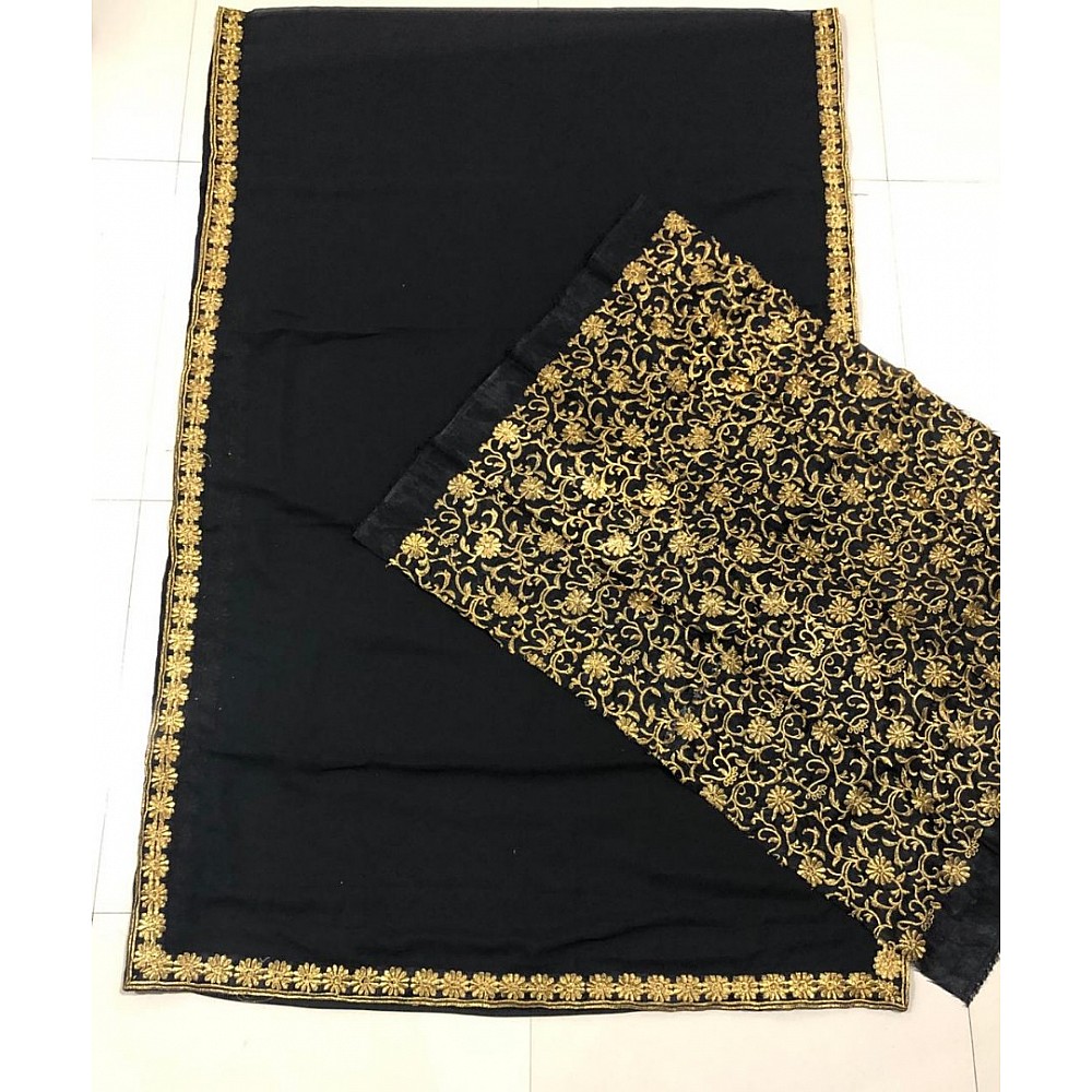 Black georgette partywear saree with heavy embroidered blouse