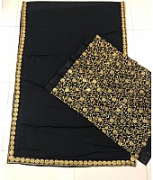 Black georgette partywear saree with heavy embroidered blouse
