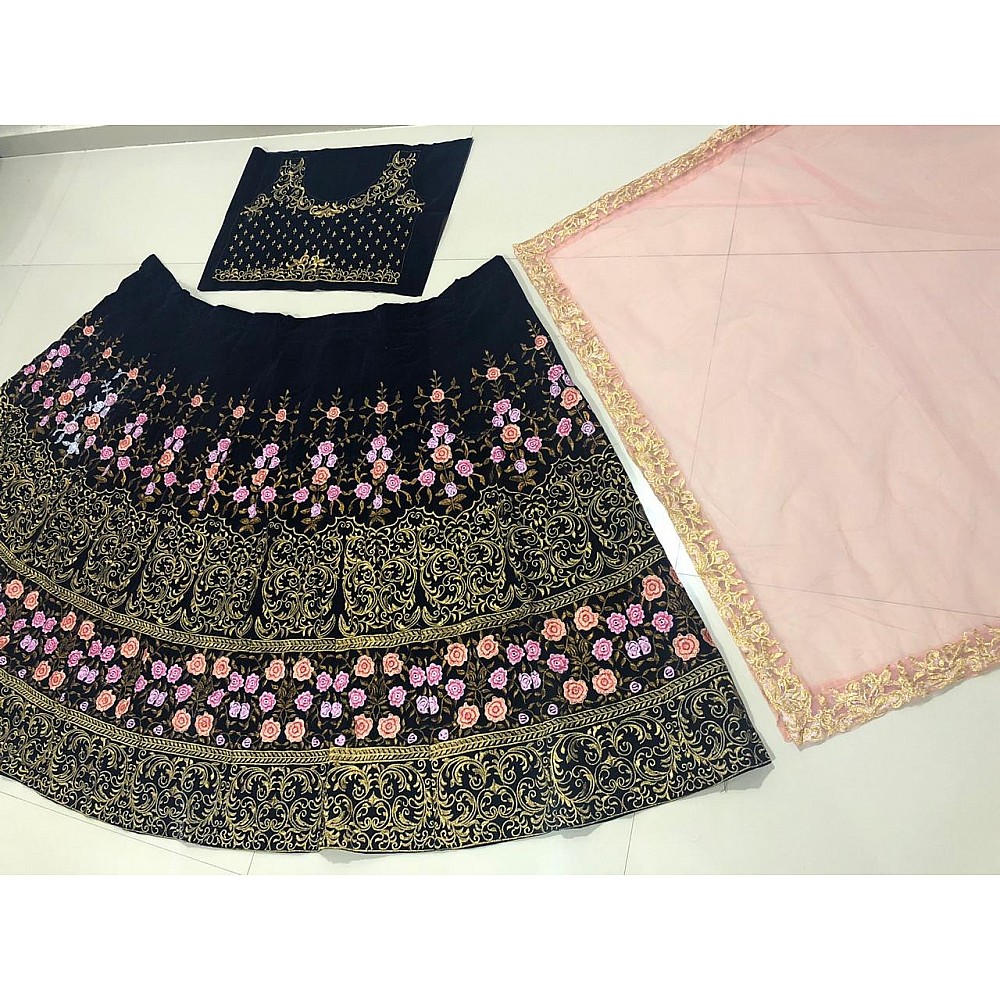 Black heavy multi thread embroidered designer wedding lehengha choli 