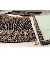 Black velvet heavy designer embroidered wedding lehenga choli