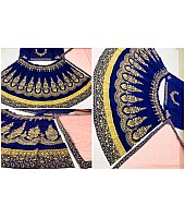 Blue velvet heavy embroidered bridal lehenga choli