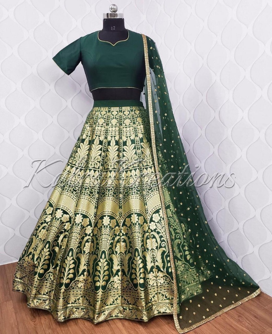 Green and Gold Sequins Embroidered Net Lehenga | Indian wedding dress, Green  lehenga, Indian wedding outfits