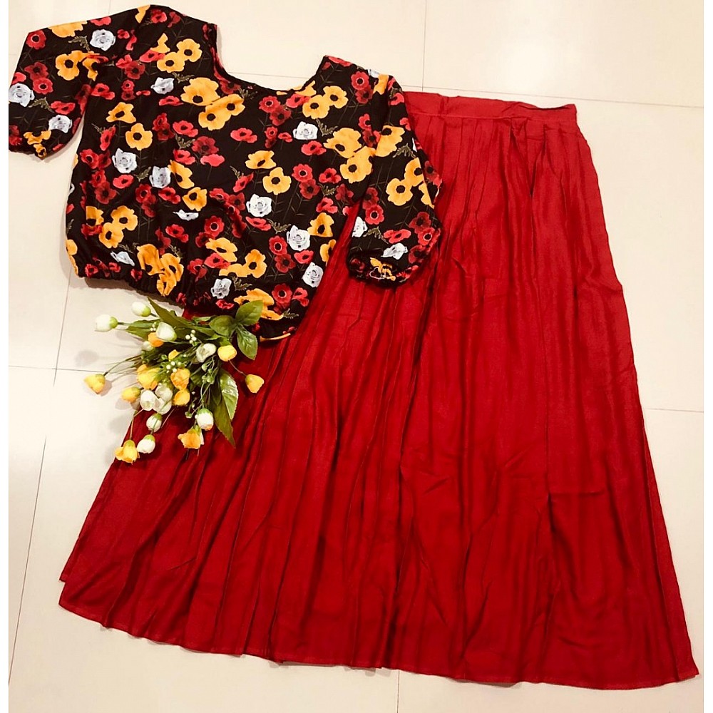 Lehenga Choli : heavy rayon skirt with printed top